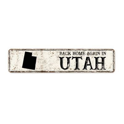 Guangpat Rustic Utah Metal Signs Back Home Again in Utah Street Signs Ancient Retro America State Home Metal Wall Art Wall Decor for Home Bars Clubs Cafes Man Cave Party Indoor/Outdoor Decor 18x4in