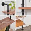 Anynice Industrial Ladder Shelves, Wall Mounted Rustic Bookshelf, Retro Wood Metal Pipe Industrial Shelves (Weathered Brown, 5 Tier - 10" D x 48" W x 70" H) view 2