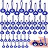 Jexine 50 Pcs Turkish Blue Evil Eye Beads Charms Evil Eye Pendants Crafting Glass Beads Wall Car Mirror Hanging Decor with Ropes for Home Decorative Ornaments Keychain Jewelry (1.6''/1.2''/1'') view 1