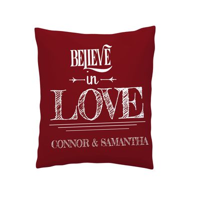 Launchigo Customized Text Pillow. Believe in Love. Gift for Halloween, Thanksgiving, Christmas & Birthdays. (Insert+Cover) (14"X14", Photo Pillow 33)