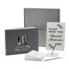 Funeral Guest Book for Memorial Service, Celebration of Life Guest Book, Grey Linen Memory Book with Picture Frame, 100x Share Memory Cards, Table Sign, Silver Ballpoint Pen with Pen Stand, 10.2 X7.6 view 1