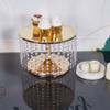 12 inch Gold Wedding Cake Stand with Crystal Bling Pendants, Metal Chandelier Cake Stand Cupcake Dessert Display Plate, Round Mirrored Cake Holder for Table, Wedding, Party, Event view 4
