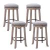HEAH-YO 360 Swivel Bar Stools Set of 4, 25.6" Farmhouse Counter Height Stools with Solid Wood Legs, Modern Backless Barstools for Dining Room Kitchen Pub with Footrest,Grey view 1