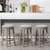 HEAH-YO 360 Swivel Bar Stools Set of 4, 25.6" Farmhouse Counter Height Stools with Solid Wood Legs, Modern Backless Barstools for Dining Room Kitchen Pub with Footrest,Grey view 2