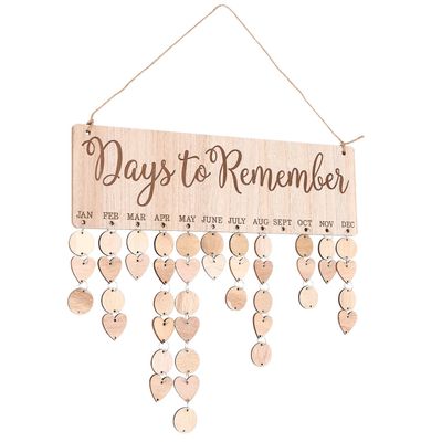Homoyoyo 1 Set Wooden Calendar Hanging Tag Wood Wall Sign Reminder for family DIY Wooden Celebration Anniversary Board home dcor birthday calendar board wood trim crafts wall hanging