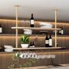 Pipi Zhu 2-Tier Hanging Wine Rack, Ceiling Wine Glass Rack, Vintage Photo Display Stand, Modern Minimalist Wall Shelves, Wrought Iron Plant Stand, Antique Wooden Shelves for Wall Decor view 1