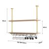 Pipi Zhu 2-Tier Hanging Wine Rack, Ceiling Wine Glass Rack, Vintage Photo Display Stand, Modern Minimalist Wall Shelves, Wrought Iron Plant Stand, Antique Wooden Shelves for Wall Decor view 2