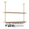 Pipi Zhu 2-Tier Hanging Wine Rack, Ceiling Wine Glass Rack, Vintage Photo Display Stand, Modern Minimalist Wall Shelves, Wrought Iron Plant Stand, Antique Wooden Shelves for Wall Decor view 3