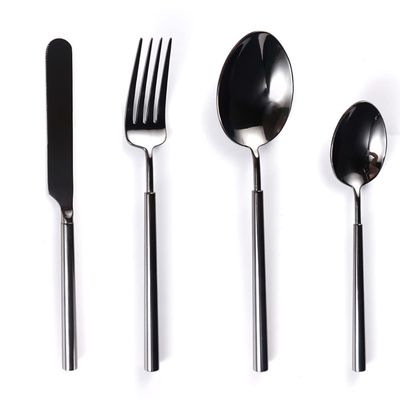 Black Silverware Set for 8 , IKXO 32-Piece Modern 18/10 Stainless Steel Flatware Cutlery Set for Home and Restaurant , Fork Knife and Spoon Set for Halloween Christmas