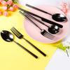 Black Silverware Set for 8 , IKXO 32-Piece Modern 18/10 Stainless Steel Flatware Cutlery Set for Home and Restaurant , Fork Knife and Spoon Set for Halloween Christmas view 2
