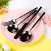 Black Silverware Set for 8 , IKXO 32-Piece Modern 18/10 Stainless Steel Flatware Cutlery Set for Home and Restaurant , Fork Knife and Spoon Set for Halloween Christmas view 3