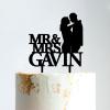 Bride And Groom Cake Topper, Mr And Mrs Wedding Cake Topper, Black Acrylic Cake Topper for Wedding, Custom Script Cake Toppers for Wedding, Cake Topper Wedding view 1