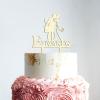 Bride And Groom Cake Topper with Pet, Wedding Mr & Mrs Cake Topper, Mirror Gold Acrylic Cake Topper for Wedding, Personalized Wedding Cake Topper, Funny Cake Toppers for Wedding view 3