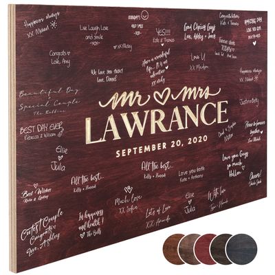 USA Custom Gifts Personalized Wedding Guest Book Alternative with Last Name & Date, 5 Colors, 4 Sizes, Rustic Wedding Decorations, Includes Signing Marker, D2