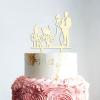 Mr And Mrs Cake Topper with Pet, Mr And Mrs Cake Toppers for Wedding, Wood Wedding Cake Topper, Customized Bride And Groom Wedding Cake Topper, Anniversary Cake Toppers view 3