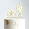 Mr And Mrs Cake Topper with Pet, Mr And Mrs Cake Toppers for Wedding, Wood Wedding Cake Topper, Customized Bride And Groom Wedding Cake Topper, Anniversary Cake Toppers view 4