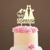 Bride And Groom Cake Topper with Pet, Mr & Mrs Wedding Cake Topper, Wood Cake Topper for Wedding, Custom Script Cake Toppers for Wedding, Rustic Wedding Cake Topper view 1