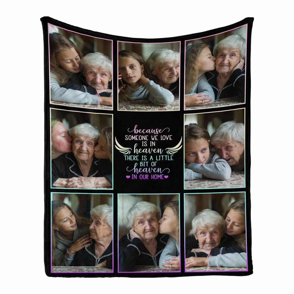 Custom Memorial Blanket with Picture Memorial Gifts for Loss of Grandmother Mother Father Bereavement Gifts for Loss of Husband Wife Memory Blanket