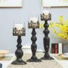 Candle Holder 3-Pack Vintage Candle Holders, Metal Hollow Carved Candle Ornaments, Candlelight Dinner Props view 3