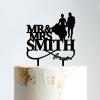 Mr And Mrs Cake Topper, Personalized Mr And Mrs Cake Topper, Black Acrylic Wedding Cake Topper, Customized Bride And Groom Wedding Cake Topper, Funny Cake Toppers for Wedding view 1