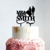 Mr And Mrs Cake Topper, Personalized Mr And Mrs Cake Topper, Black Acrylic Wedding Cake Topper, Customized Bride And Groom Wedding Cake Topper, Funny Cake Toppers for Wedding view 2