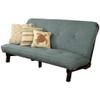 Kodiak Furniture Carson Full Size Futon Frame and Mattress Set - Java Brown Finish Wood Futon Frame with Mattress Included in Linen Aqua Color view 1