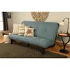 Kodiak Furniture Carson Full Size Futon Frame and Mattress Set - Java Brown Finish Wood Futon Frame with Mattress Included in Linen Aqua Color view 2