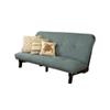 Kodiak Furniture Carson Full Size Futon Frame and Mattress Set - Java Brown Finish Wood Futon Frame with Mattress Included in Linen Aqua Color view 4