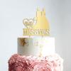 Personalized Cake Topper for Wedding Brides Lesbian Gay Same Sex Cake Topper with Dog Mrs And Mrs Wedding Cake Topper with Cat Lesbian Silhouette Wedding Cake Topper (Mirror Gold Acrylic) view 4