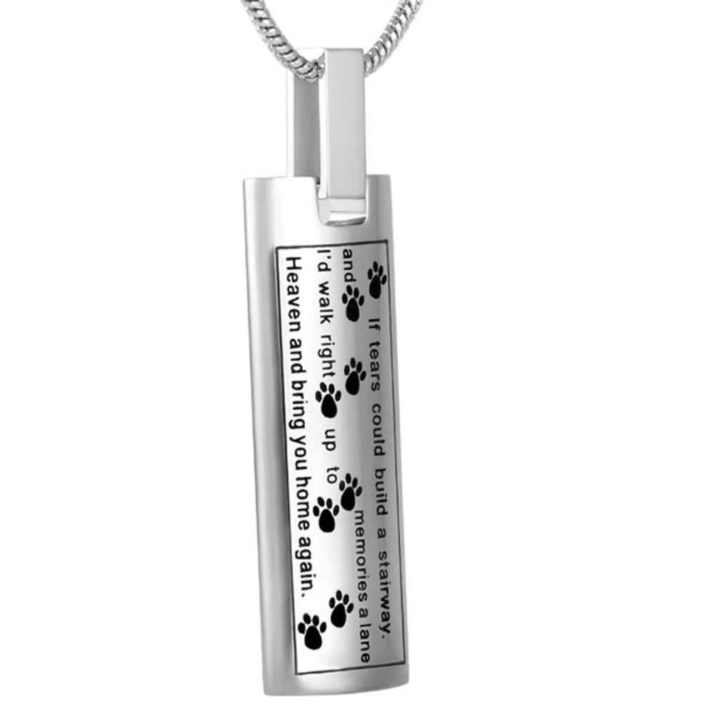 SHEIL If Tear Could Bulid A Stairway Pet Remembrance Jewelry Dog Cat Paw Cremation Necklace Urns for Hold Ashes Keepsake,1