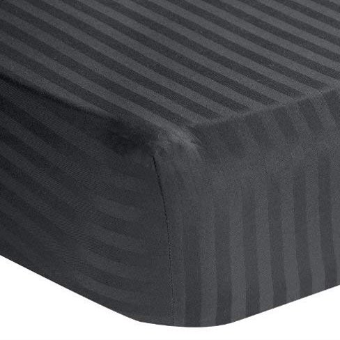 Pack of 2 Hospital Bed Fitted Sheets Soft 100% Egyptian Cotton 400 Thread-Count Comfy with Elastic All Around (Dark Grey Stripe, Twin 39" x 75"x 14")