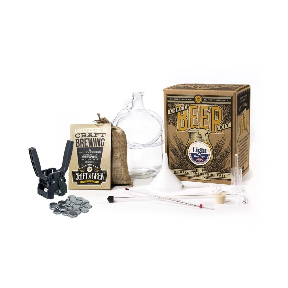 Craft a Brew - Deluxe Beer Brewing Kit - Light Lager - For Home Brewing - Beer Making Supplies - Includes Beer Brewing Kit, Recipe Kit, Capper, and Caps - 1 Gallon