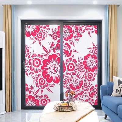 White Pink Stained Glass Window Film Privacy Exotic Hibiscus Flower Blackout Window Film Privacy Window Film Tropical Botanical Flowers 35.4Wx78.7L-inch x2 Pcs