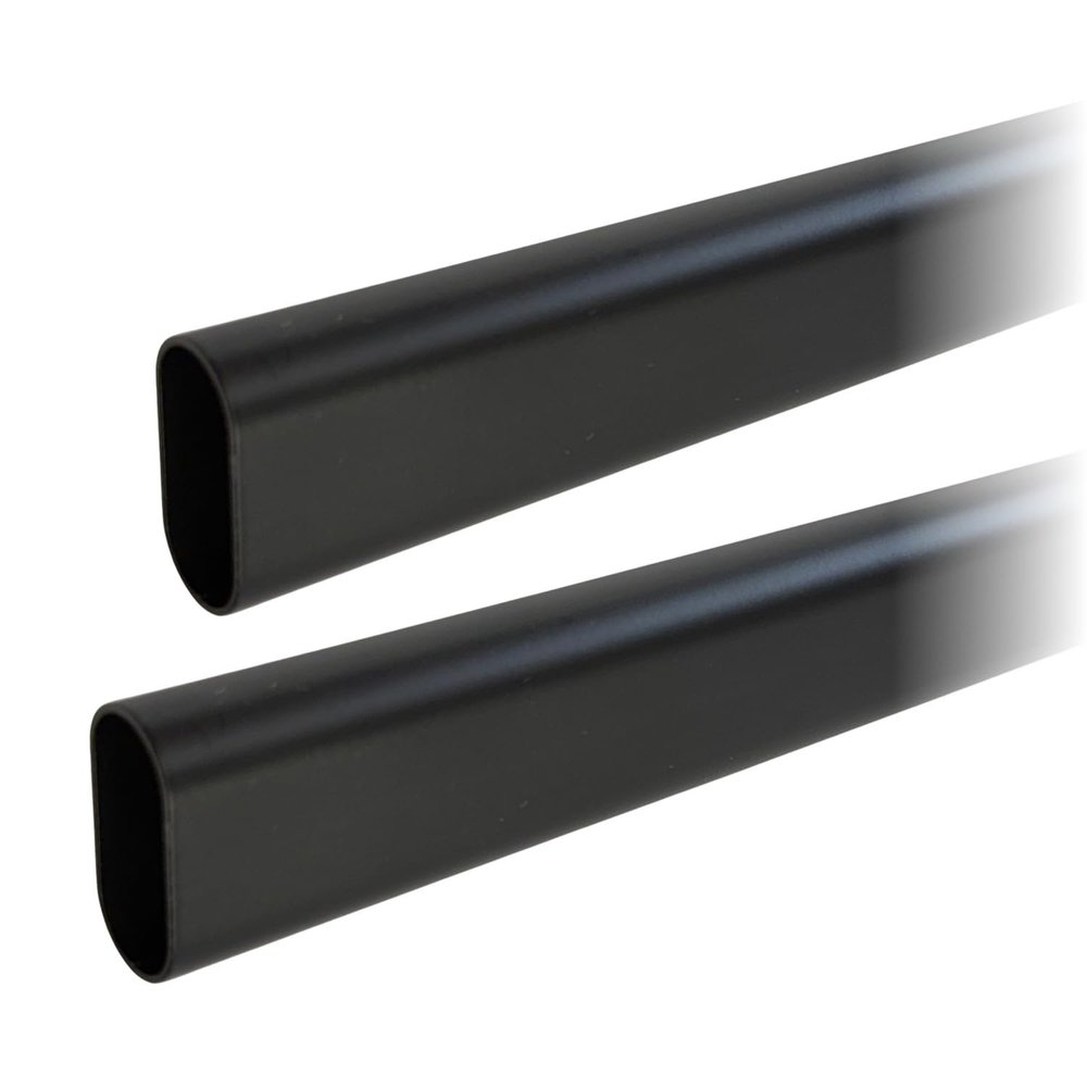60" Black Oval Closet Rod | Heavy Duty Wardrobe Clothes Pole | 2 Pack