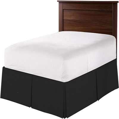 1 Piece Split Corners with Box Pleated Egyptian Cotton Bed Skirt 1000 Thread Count 24 Inch Drop Easy Fit Luxury Bedding Collection (Oversized King, Black)