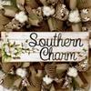 Spring Wreath, Luxury Handmade - Southern Charm Cotton Blossoms Front Door Decor, 24 or 28 Inch view 2