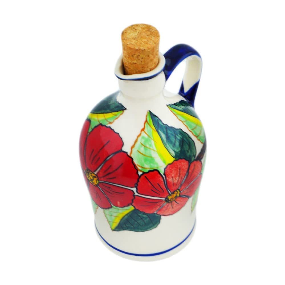 Polmedia Polish Pottery Bottle UNIKAT - Poinsettia Paradise Pattern Handmade in Boleslawiec Poland + Certificate of Authenticity