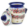 Polmedia Polish Pottery Garlic and Onion Jar UNIKAT - Patriotic Blooms Pattern Handmade in Boleslawiec Poland + Certificate of Authenticity view 2