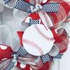 Custom Baseball Ribbon Wreath You Choose Colors for School or Little League or Your Team. Available in 24 inch and 28 inch diameters view 2