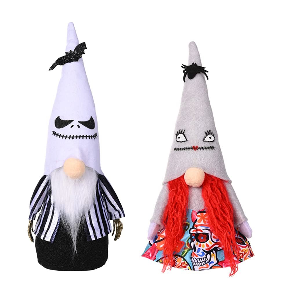 2PCS Halloween Gnomes Plush Decorations, Handmade Rudolph Faceless Doll for Halloween Ornaments, Home Table Dwarf Elf Plush Gnomes Decor, Halloween Christmas Bat Gnomes