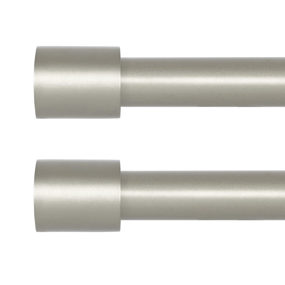 2 Pack Silver Curtain Rods for Windows 48 to 84 Inch(4-7ft),1" Diameter Heavy Duty Curtain Rods,Cylindrical End Cap Curtain Rod,Modern Adjustable Drapery Rods,Window Curtains Rod 48-84",Antique Silver