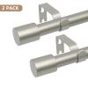2 Pack Silver Curtain Rods for Windows 48 to 84 Inch(4-7ft),1" Diameter Heavy Duty Curtain Rods,Cylindrical End Cap Curtain Rod,Modern Adjustable Drapery Rods,Window Curtains Rod 48-84",Antique Silver view 2