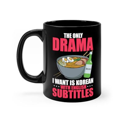 11oz Black Coffee Mug Ceramic Hilarious Korean Drama With English Subtitles Watching Lover Humorous K-Pop Leisure Entertainment Enthusiast 11oz K-Pop Enthusiast Gift for K-Drama Fans