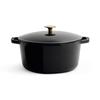 Kana Lifestyle Milo 5.5-quart Enameled Cast Iron Dutch Oven with Lid | Premium Casserole Cooking Pot | Enamel Coating Inside and Out | Oven Safe and Dishwasher Friendly (Gloss Black with Gold Knob) view 1