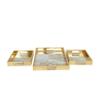 Deco 79 Plastic Geometric Living Room Decor Tray Mirrored Ottoman Tray, Set of 3 Serving Tray 18", 11", 11" W, Gold view 1