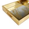 Deco 79 Plastic Geometric Living Room Decor Tray Mirrored Ottoman Tray, Set of 3 Serving Tray 18", 11", 11" W, Gold view 4