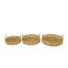 Deco 79 Seagrass Handmade Living Room Decor Tray Woven Ottoman Tray with Handles, Set of 3 Serving Tray 19", 16", 14" W, Brown view 1