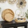Deco 79 Seagrass Handmade Living Room Decor Tray Woven Ottoman Tray with Handles, Set of 3 Serving Tray 19", 16", 14" W, Brown view 3