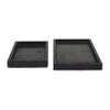 CosmoLiving by Cosmopolitan Marble Living Room Decor Tray Ottoman Tray with Raised Border, Set of 2 Serving Tray 14", 11" W, Black view 1