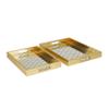 Deco 79 Plastic Geometric Living Room Decor Tray Mirrored Ottoman Tray, Set of 2 Serving Tray 16", 14" W, Gold view 4